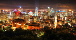 2020 Montreal City Sight at Night From Mount Royal Lookout - stock photos and royalty-free images