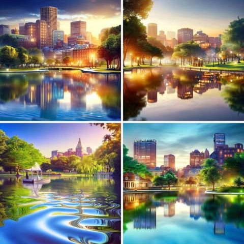 AI Boston City Park Scene