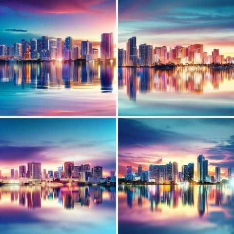 AI Miami Sunset Cityscape