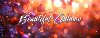 Beautiful Autumn Banner - Purple and Orange Leaves
