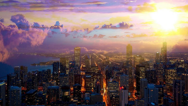 Beautiful Chicago City at Night 01 - stock photos and royalty-free images