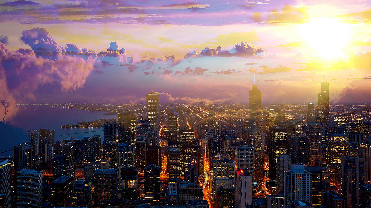 Beautiful Chicago City at Night 01 - stock photos and royalty-free images