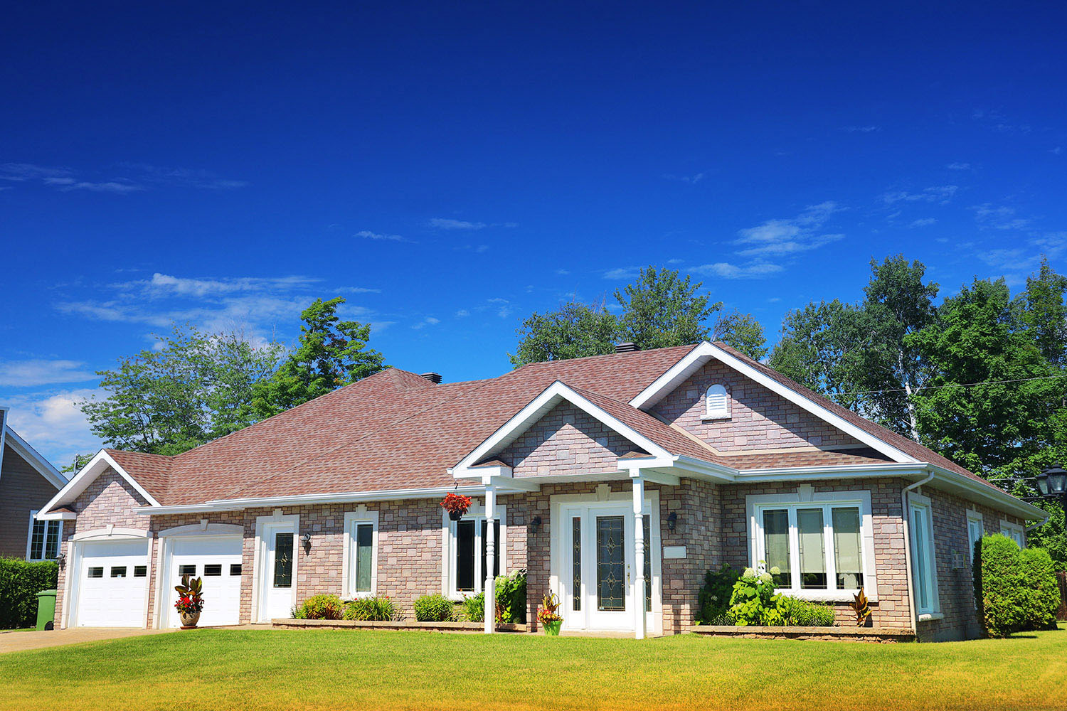 Beautiful One-Story Bungalow House with Two Attached Garage