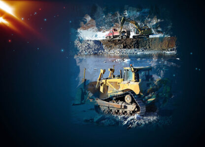 Bulldozer at Work Art Background with Copy Space