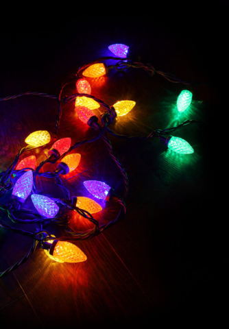 Christmas Lights on Black Background