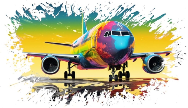 Colorful Passenger Airplane Artwork
