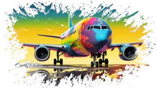 Colorful Passenger Airplane Artwork