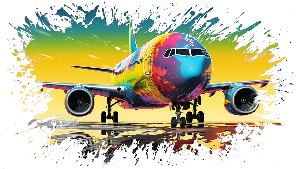 Colorful Passenger Airplane Artwork