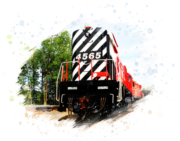 Frontal Red Locomotive on White