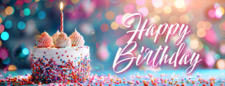 Happy Birthday Banner - Small Cake with One Candle