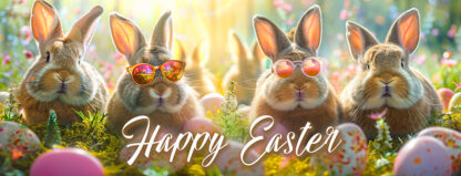 Happy Easter Wishes Banner - Puffy Cool Bunnies Photo