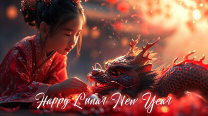 Happy Lunar New Year - Kid and Dragon
