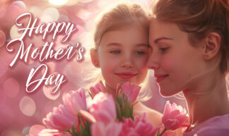 Happy Mother's Day - Daughter and Flowers Photo