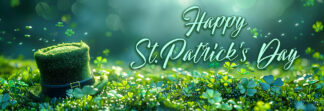 Happy St. Patrick's Day - Shamrock Field and Hat Banner