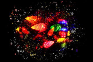 Illuminated Christmas Lights on Black