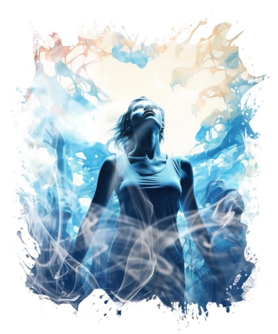 Inspired Woman in Cloud Artwork