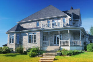 Large Rustic Style Grey Brick House