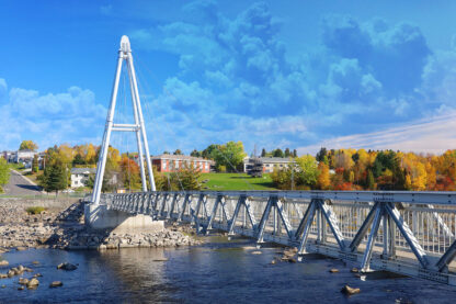 Modern Pedestrian River Cross Footbridge in Saguenay
