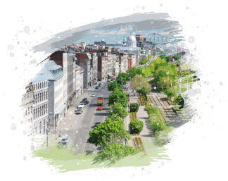 Old Montreal City Street on White