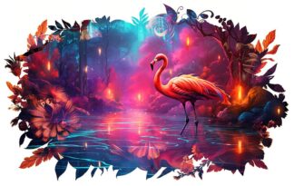 Pink Flamingo in Nature Artwork