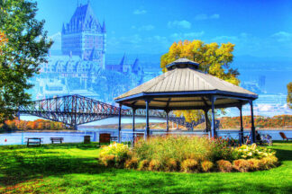 Quebec City Park and Bridge - stock photos and royalty-free images
