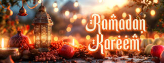 Ramadan Kareem Banner - Traditional Food and Fruits