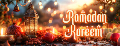Ramadan Kareem Banner - Traditional Food and Fruits