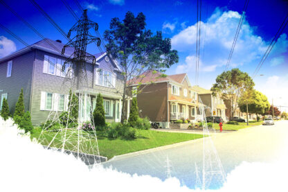 Residential Street Electrification on White - stock photos and royalty-free images
