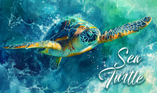 Sea Turtle - Rough Water Swim Art Photo