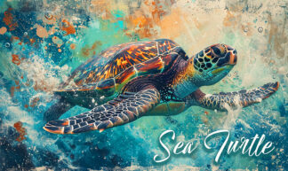 Sea Turtle - Underwater Splash Art Photo