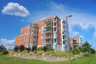 Stylish Mid-Rise Brick Apartment Building