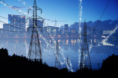 Urban Electrification Concept in Blue - stock photos and royalty-free images