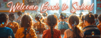 Welcome Back to School Banner - Group of Children in Classroom