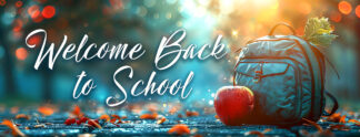 Welcome Back to School Banner - Kid's Backpack and Apple