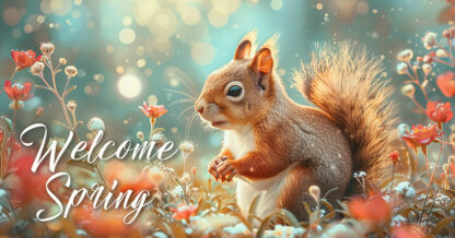 Welcome Spring - Small Red Squirrel in Nature Photo